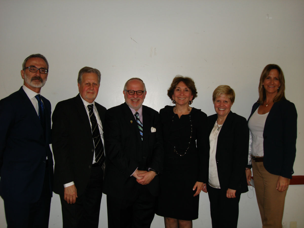 (L-r): David Mandel, CEO, OHEL Children’s Home and Family Services; First Deputy Eric Brettscheider, NYC Administration for Children Services; Dr. Steven Huberman, Dean; Amy Dorin, Senior Vice President Behavioral & Community Health, F.E.G.S.; Dr. Melissa Earle,Associate Dean; Tina Atherall, LMSW, Executive Vice President, Hope for the Warriors