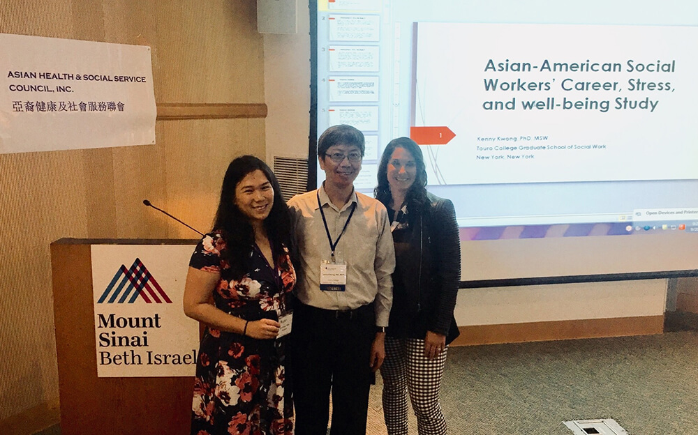 L-R, Eva Wong, President, Asian Health & Social Service Council; Dr. Kenny Kwong, Associate Professor, Touro Graduate School of Social Work; and Alicia Tennenbaum, Senior Director, Department of Social Work and Case Management, Mount Sinai Beth Israel